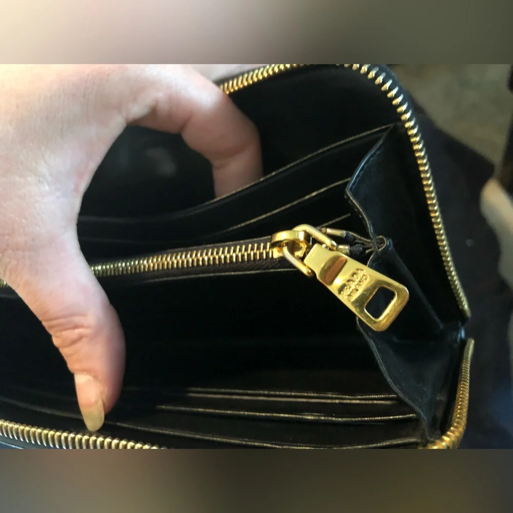 Auth Prada Black smooth long Wallet Nero in Box + Card M10506 spazzolatto 1 - Picture 6 of 7